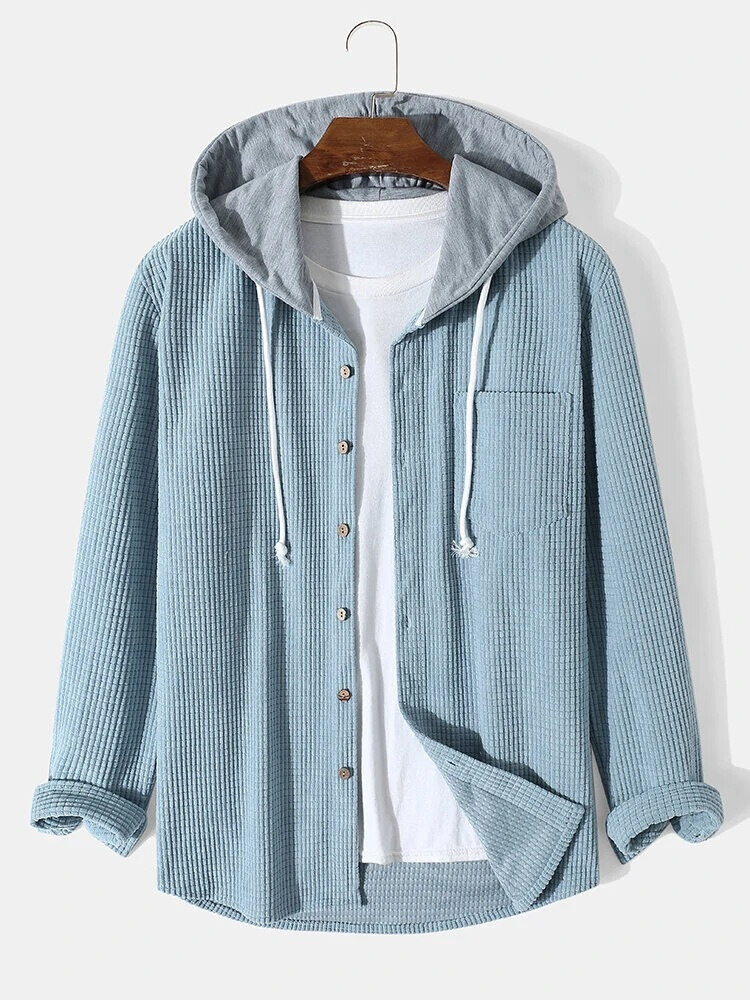 Men's autumn and winter waffle hooded sweatshirt