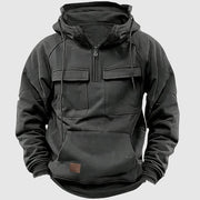 Men's half-zip hoodie with patch pocket
