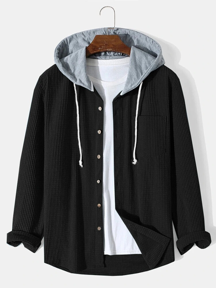 Men's autumn and winter waffle hooded sweatshirt