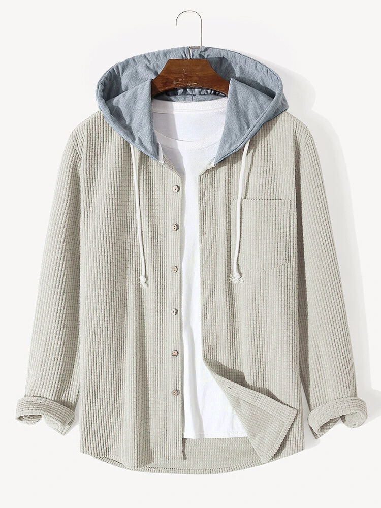 Men's autumn and winter waffle hooded sweatshirt