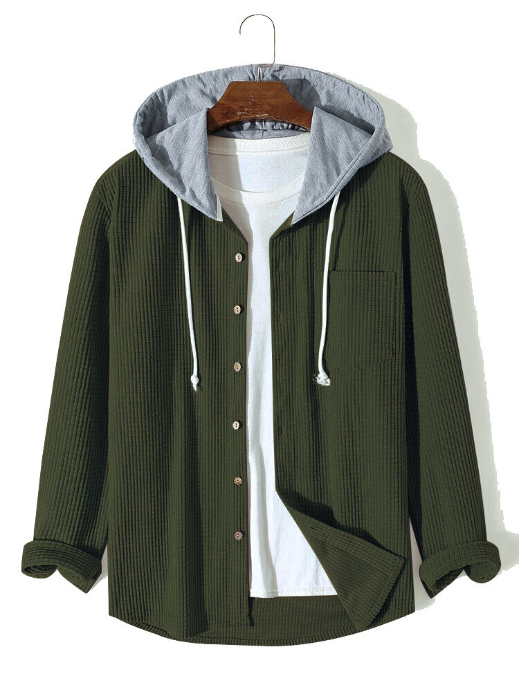 Men's autumn and winter waffle hooded sweatshirt