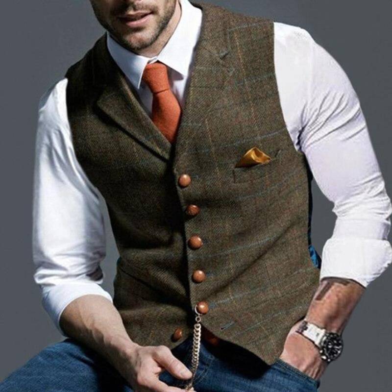Men's plaid vest for weddings and formal events