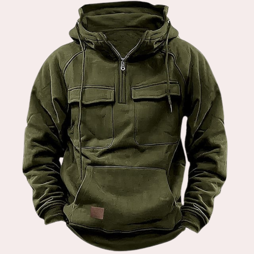 Men's hooded solid color sweatshirt jacket