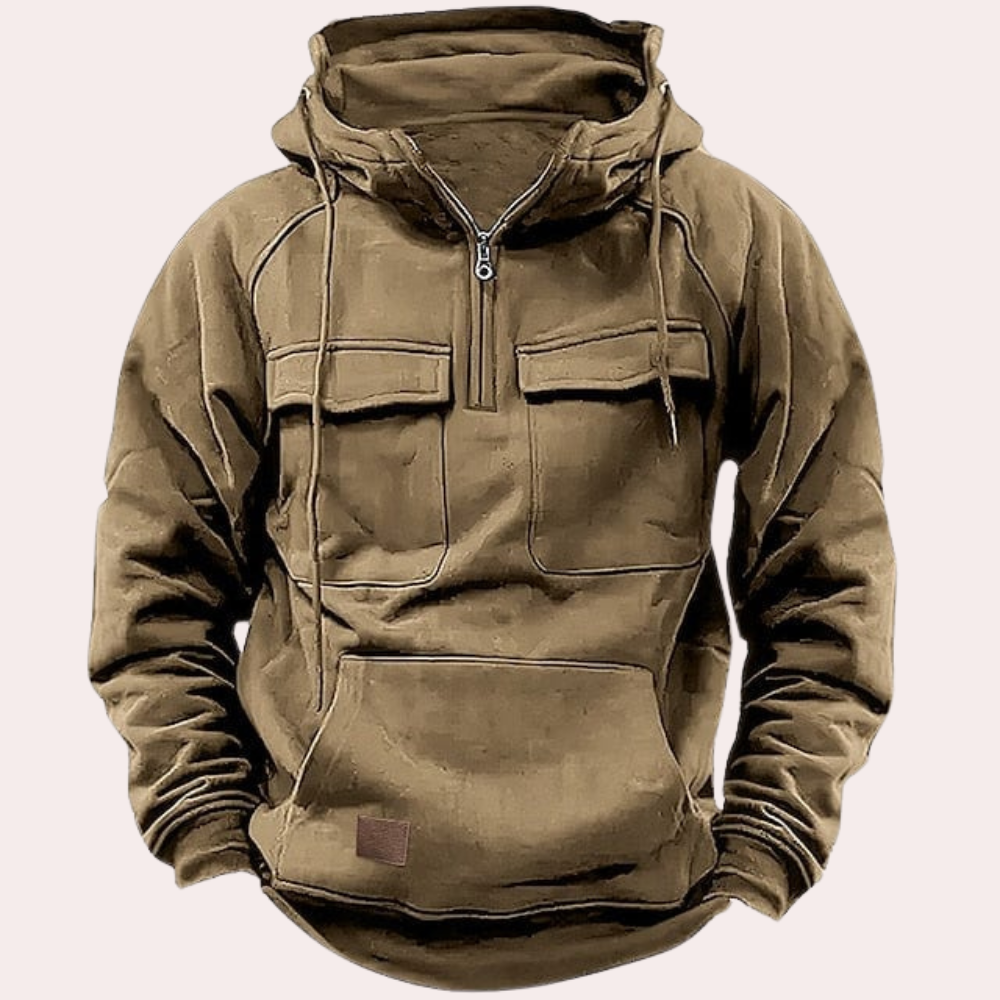 Men's hooded solid color sweatshirt jacket