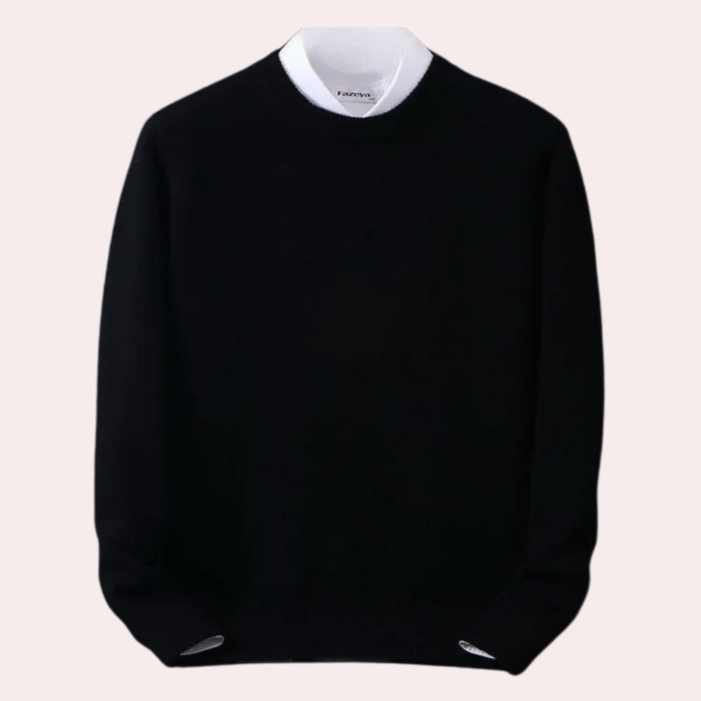 Casual men's round neck long sleeve sweater
