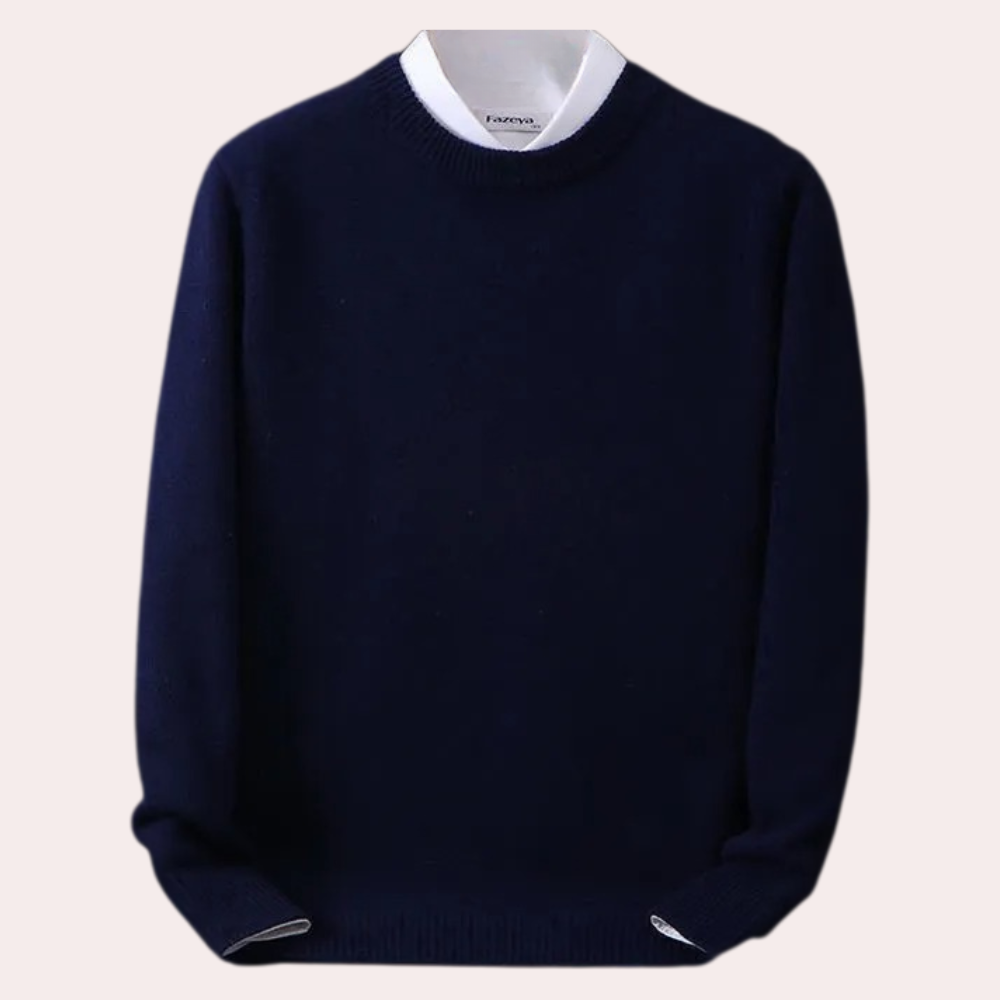 Casual men's round neck long sleeve sweater