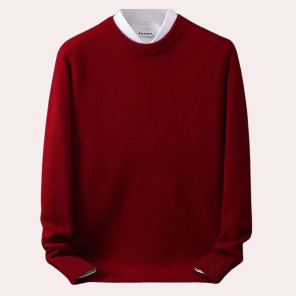 Casual men's round neck long sleeve sweater