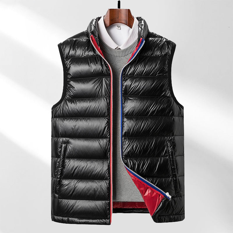 Men's sleeveless stand collar down vest