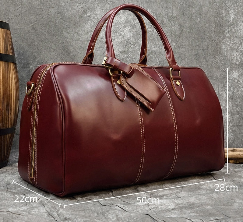 Leather Travel Bag – Luxury Weekender for Men and Women