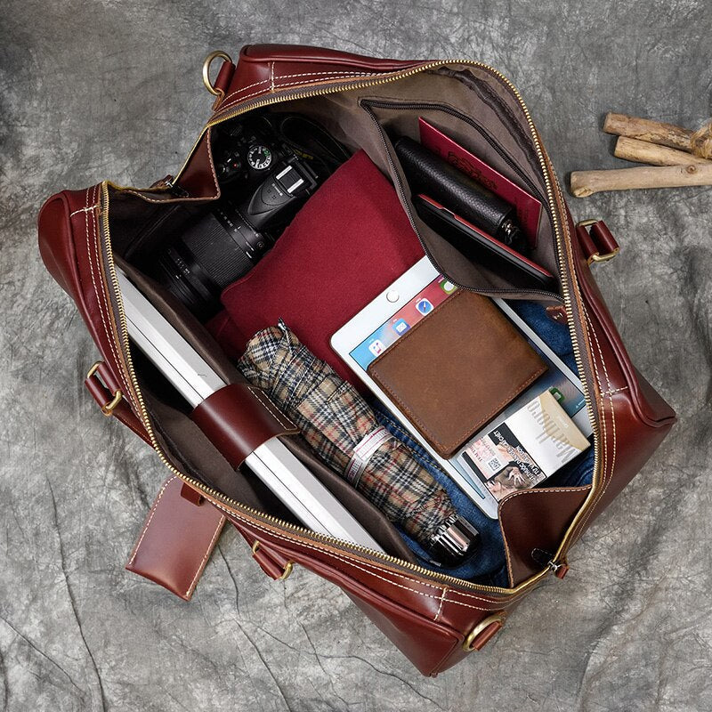 Leather Travel Bag – Luxury Weekender for Men and Women