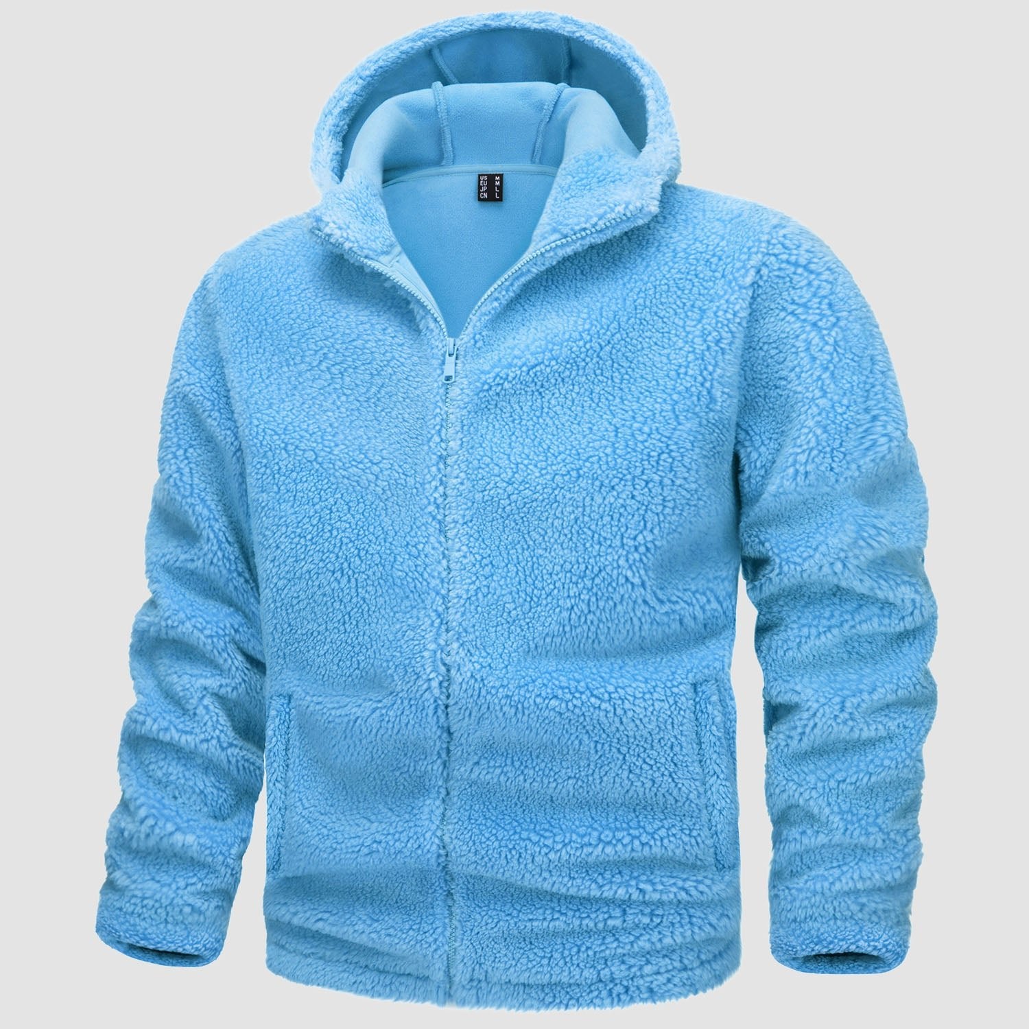 Men's warm and comfortable hooded jacket with zipper closure