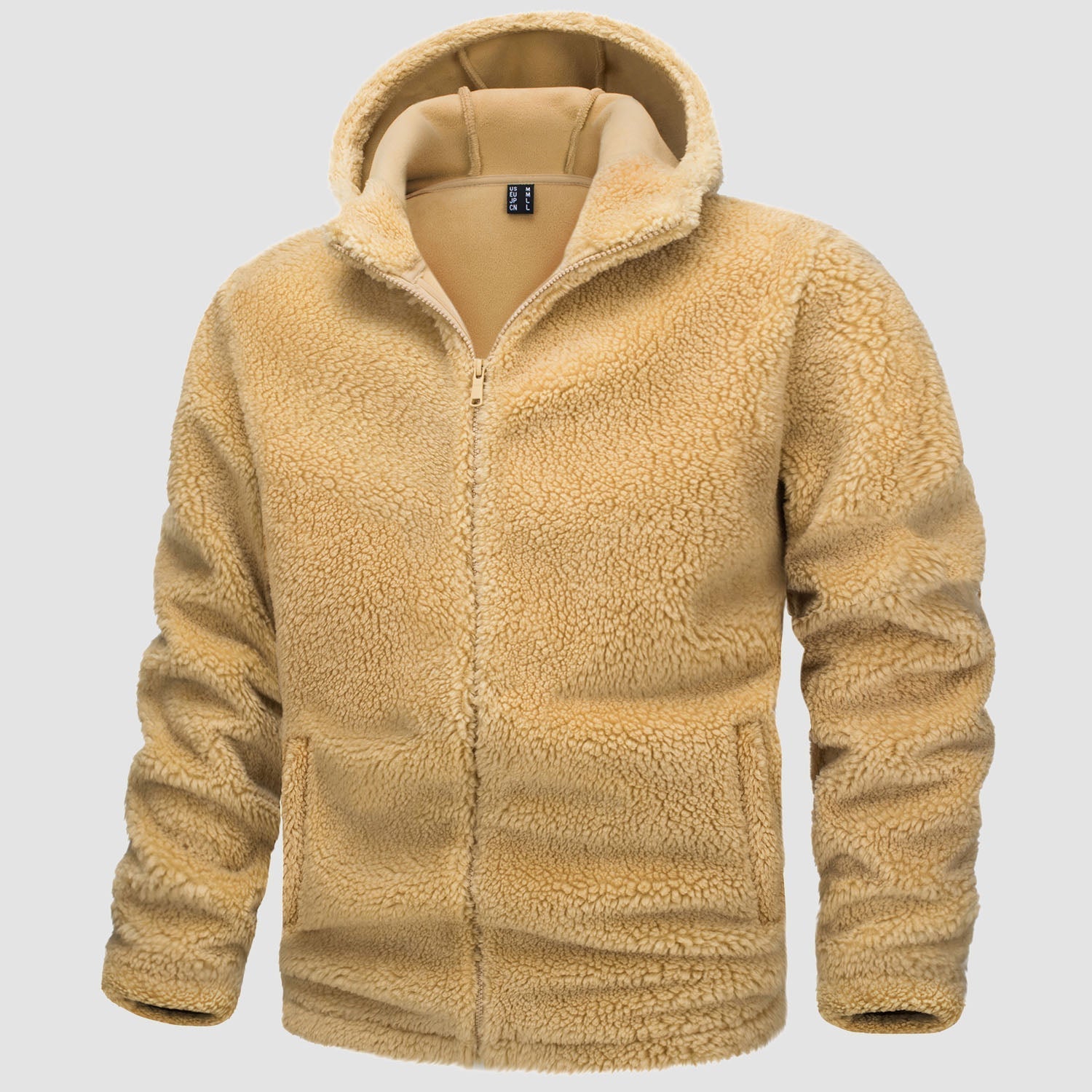 Men's warm and comfortable hooded jacket with zipper closure