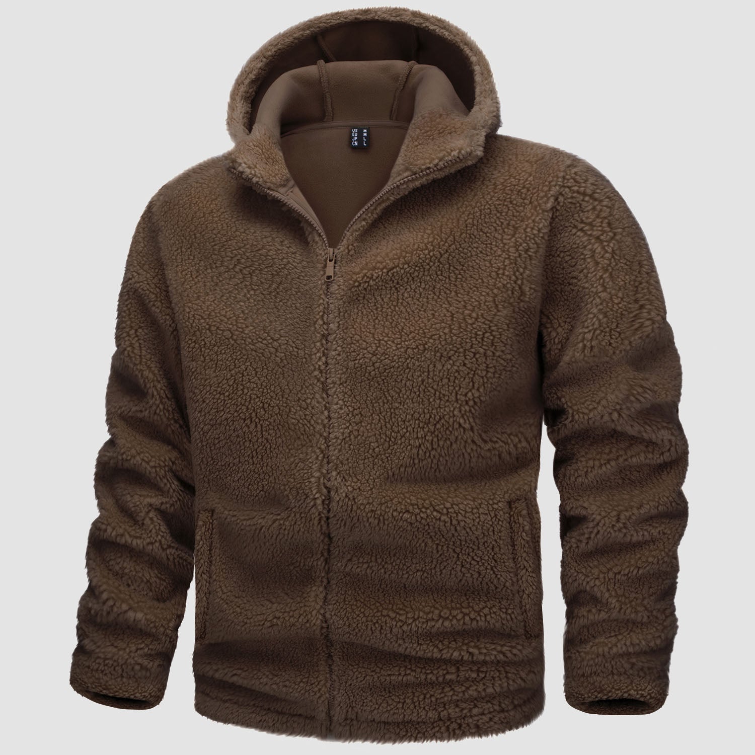 Men's warm and comfortable hooded jacket with zipper closure