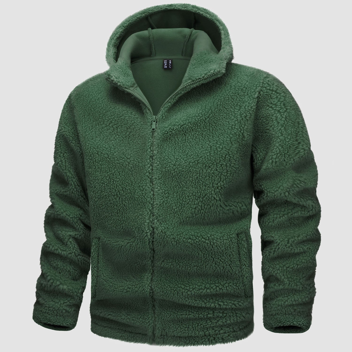 Men's warm and comfortable hooded jacket with zipper closure