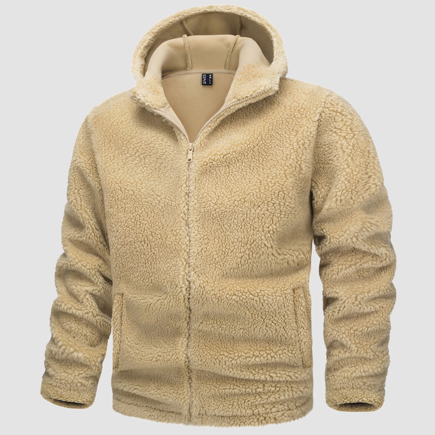 Men's warm and comfortable hooded jacket with zipper closure