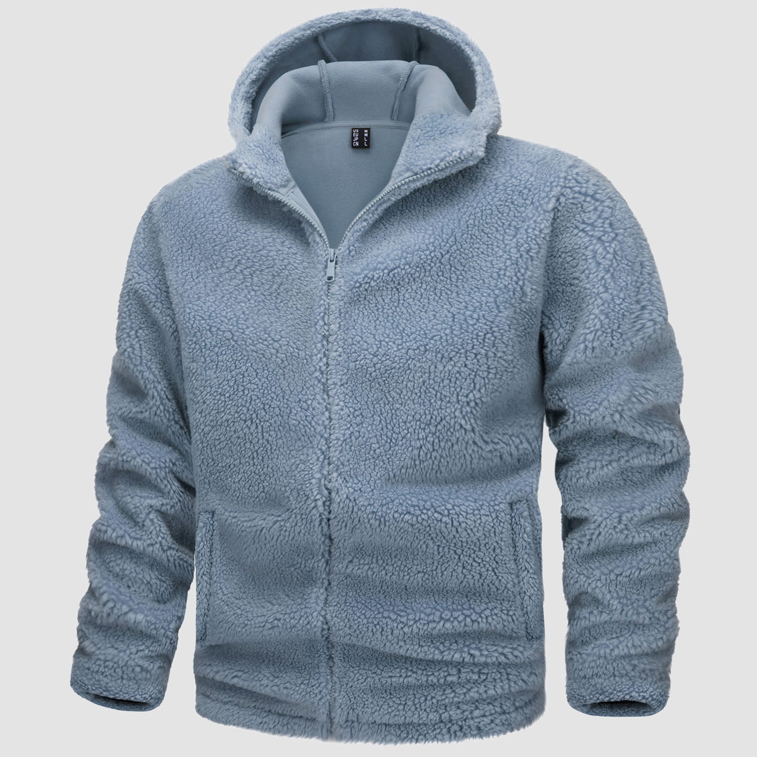 Men's warm and comfortable hooded jacket with zipper closure