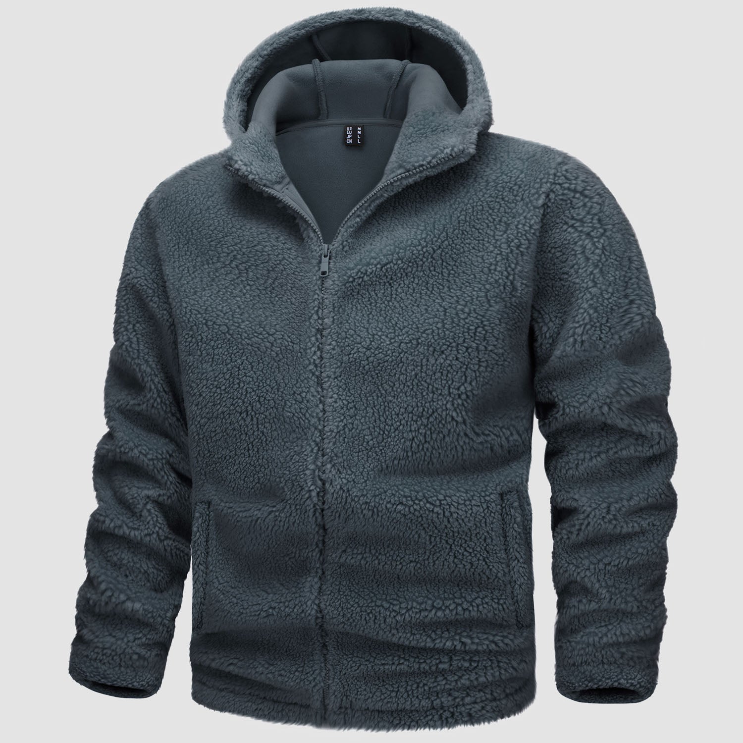 Men's warm and comfortable hooded jacket with zipper closure