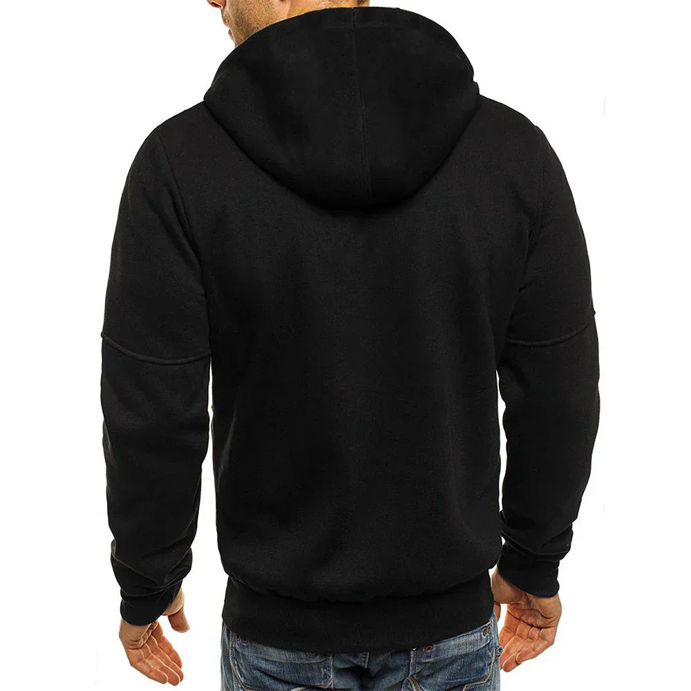 Men's casual hooded jacket with collar and arm zipper
