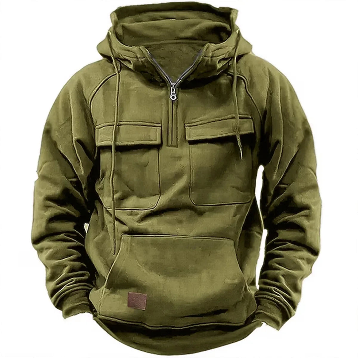 Men's half-zip hoodie with patch pocket