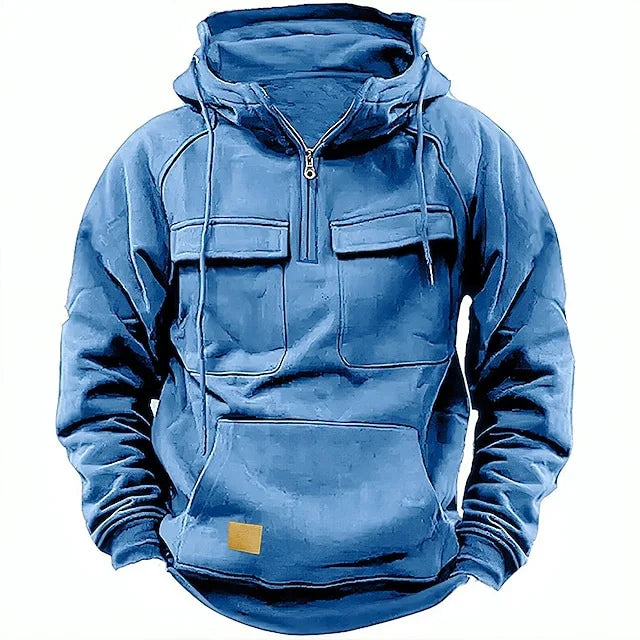 Men's half-zip hoodie with patch pocket