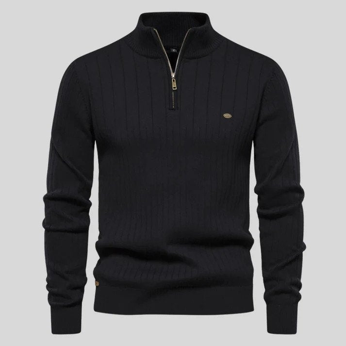 Men's city style slim fit half zip stand collar sweater