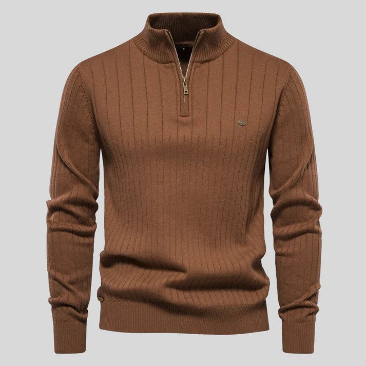 Men's city style slim fit half zip stand collar sweater