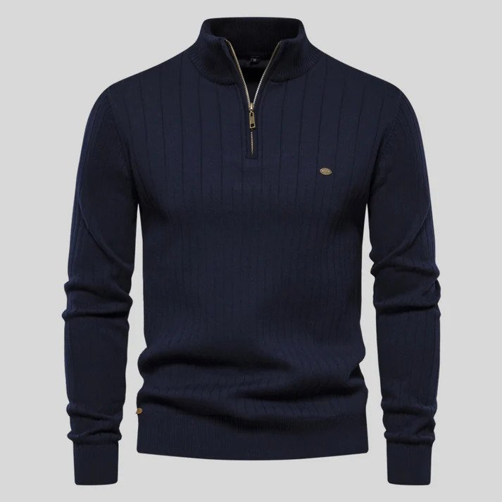 Men's city style slim fit half zip stand collar sweater