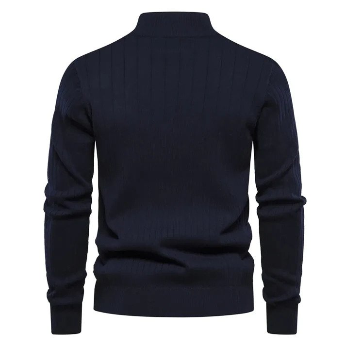 Men's city style slim fit half zip stand collar sweater