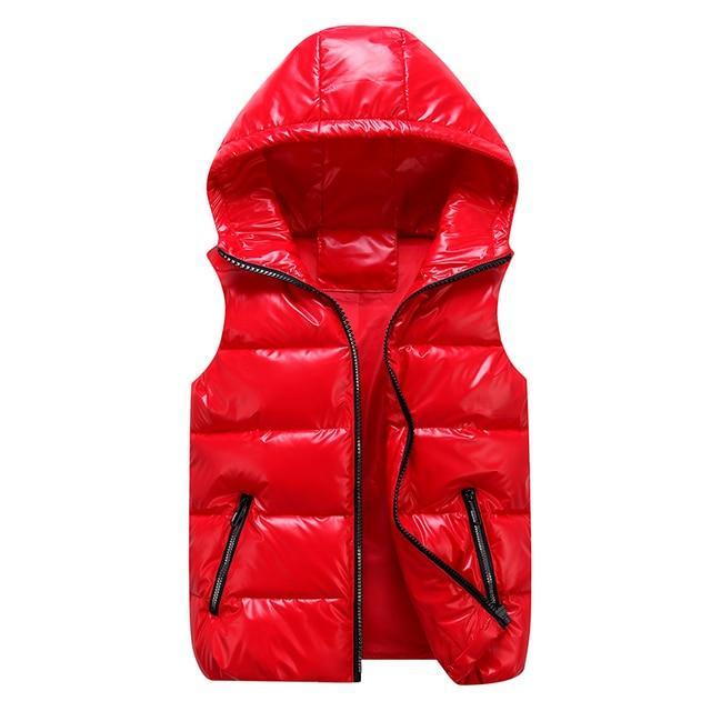Men's Puffer Vest – Relaxed Fit – Quilted Hood – Glossy Wind-Resistant Insulated Layer