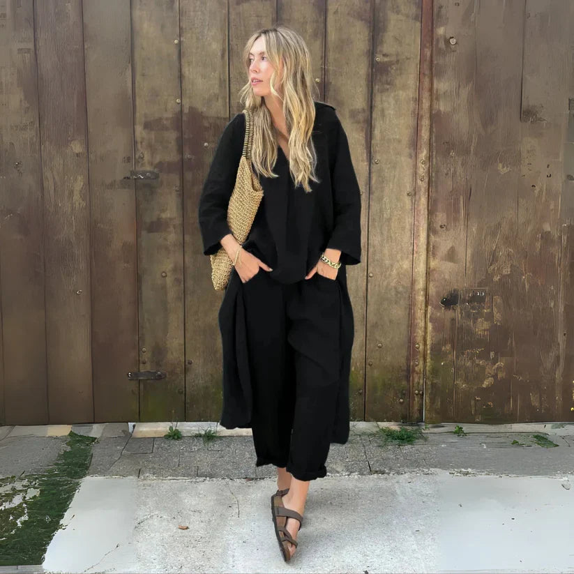 Cotton & Hemp V-Neck Set