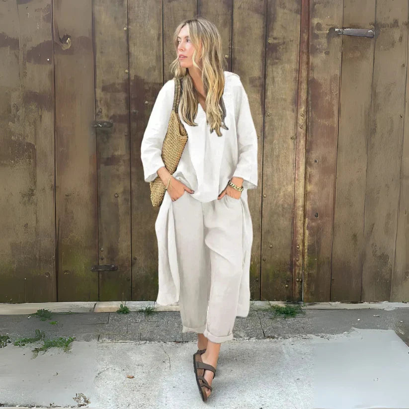 Cotton & Hemp V-Neck Set