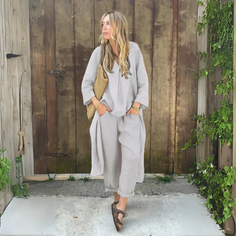 Cotton & Hemp V-Neck Set